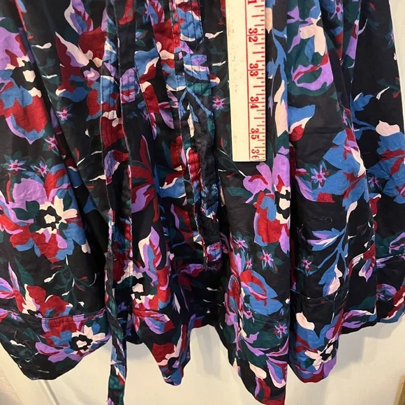 Free Assembly Dark Floral Maxi Midi Dress Cotton Pockets Size XL 16-18 - Picture 7 of 10